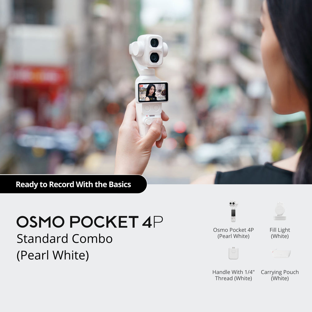 DJI Osmo Pocket 4P Handheld Gimbal Camera (Standard Combo) - Pearl White