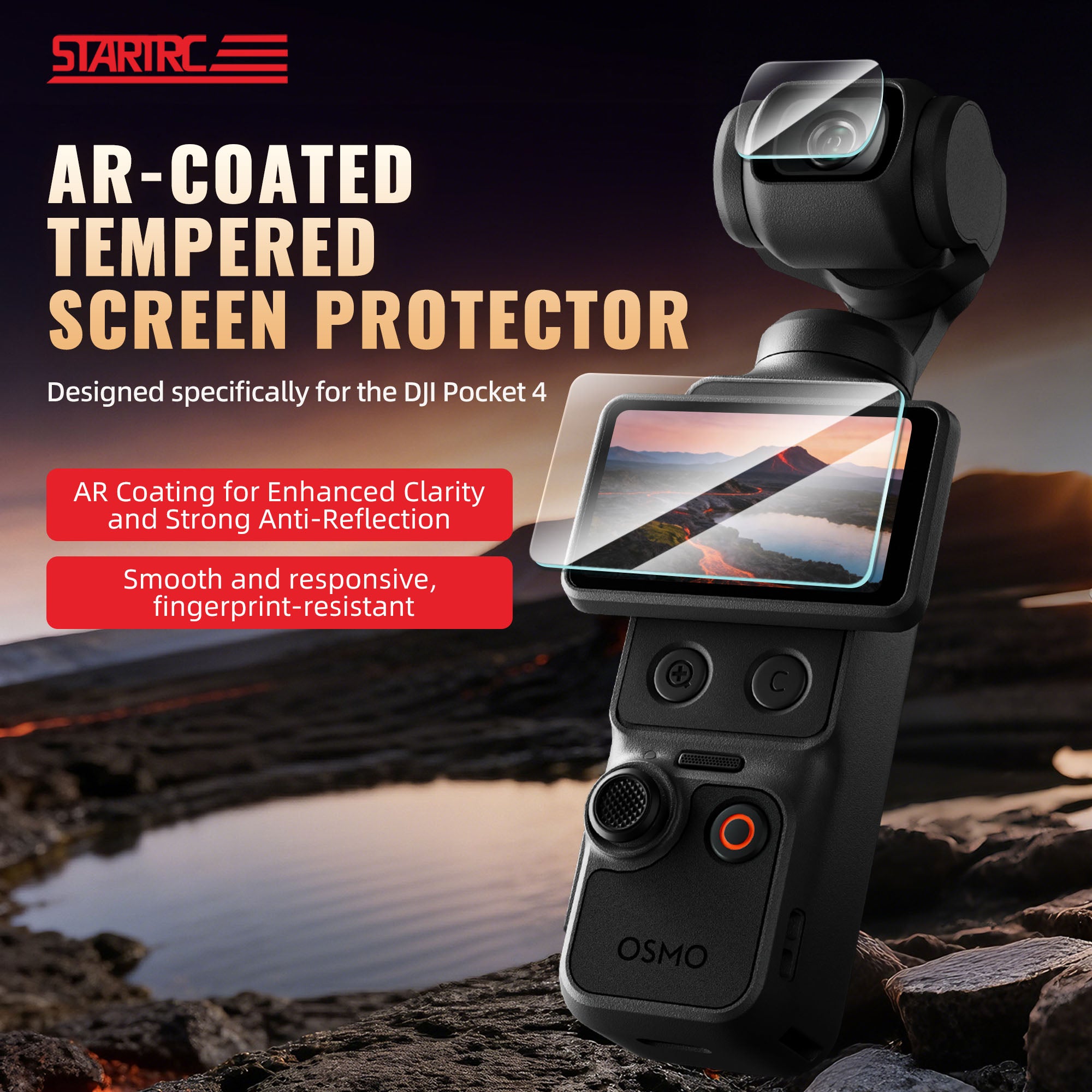 STARTRC Pocket 4 / Pocket 3 AR-Coated Tempered Glass Screen & Lens Protector (3 Pack, 6 pcs)