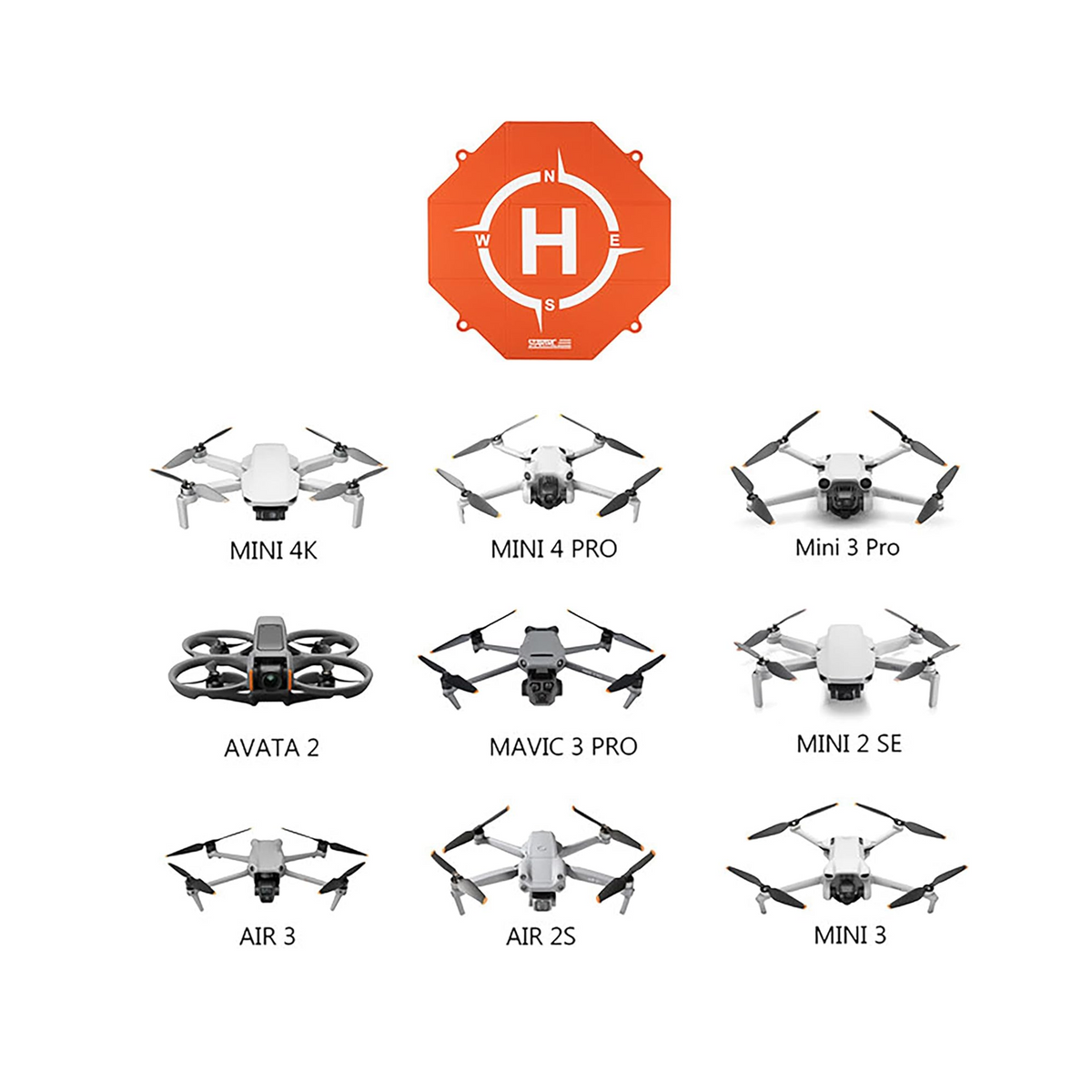 Alfombrilla De Aterrizaje Para Drones Plegable - 50x50 Cm, Impermeable, Doble Cara Naranja/gris, Compatible Con DJI, Holy Stone Y Más