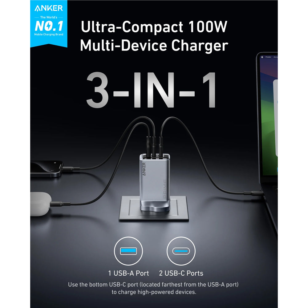 Anker Prime 100W GaN Wall Charger (3 Ports)