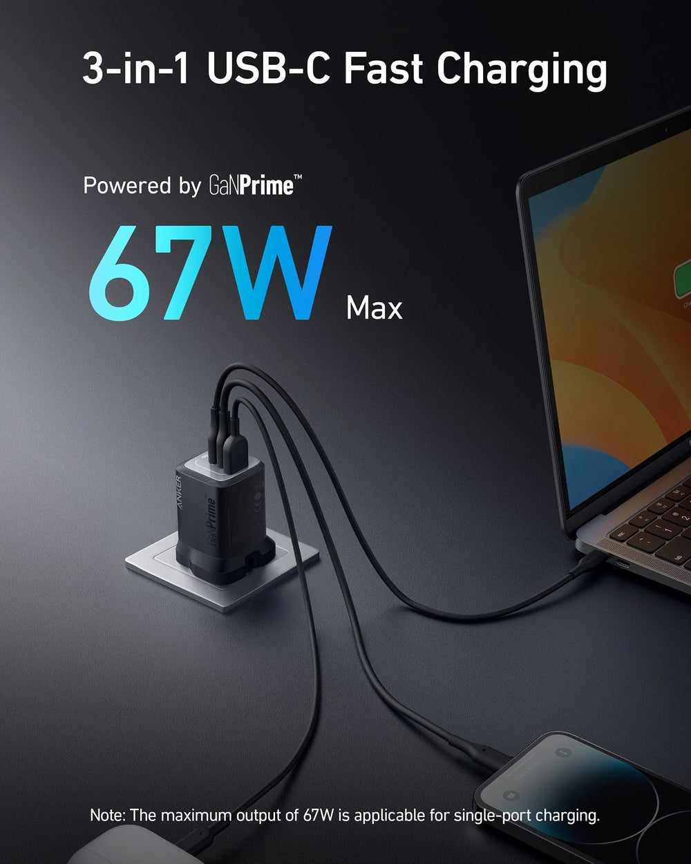 Anker Prime 67W GaN Wall Charger (3 Ports)