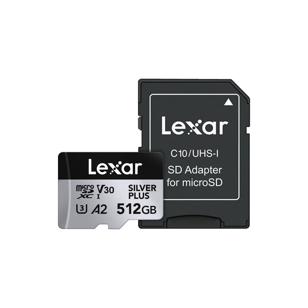 Lexar Professional Silver Plus 512GB microSDXC UHS-I V30 (205MB/s) - DJI Recommended Memory Card