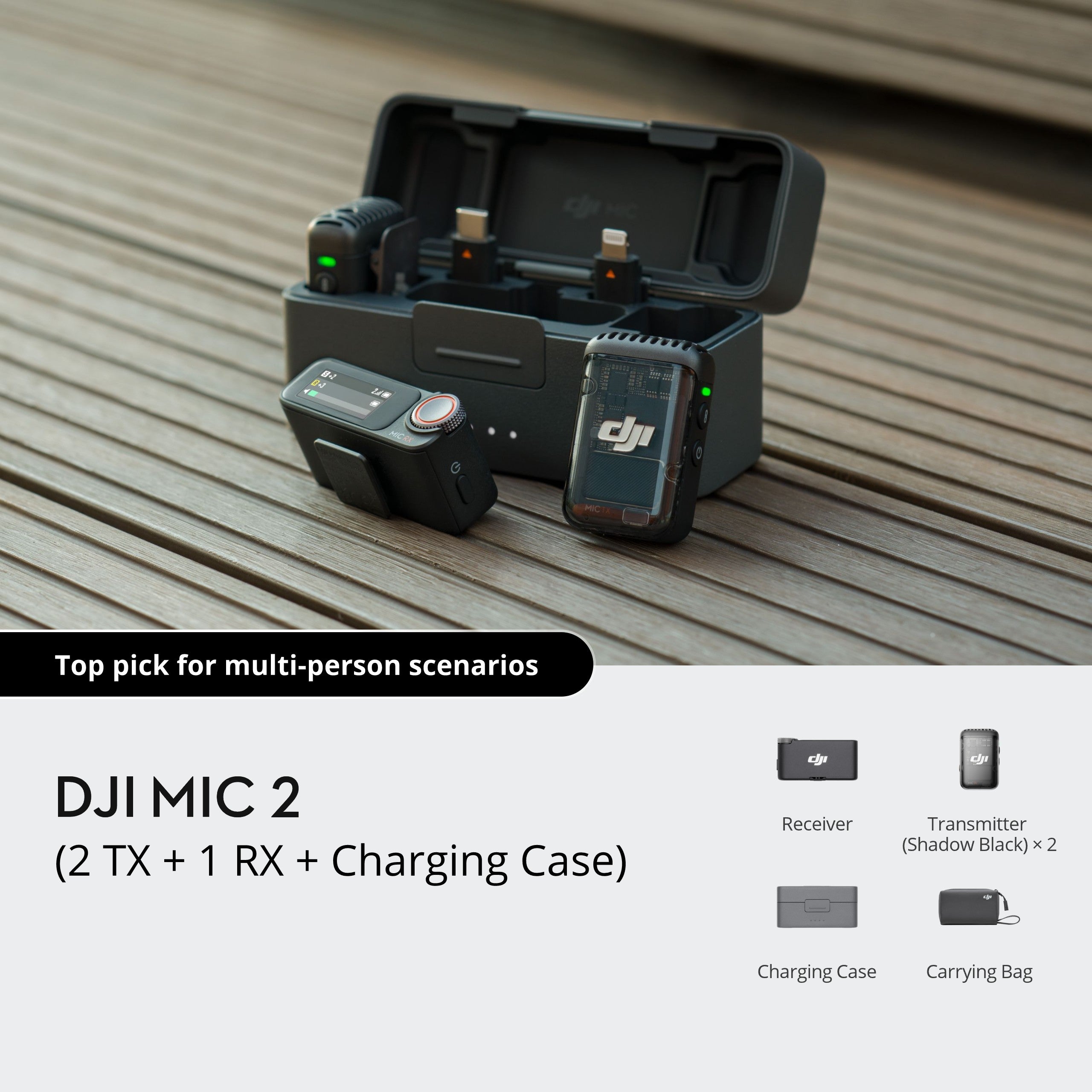 DJI Mic 2 Combo (2 Transmitter + 1 Receiver + Charging Case) – DJI