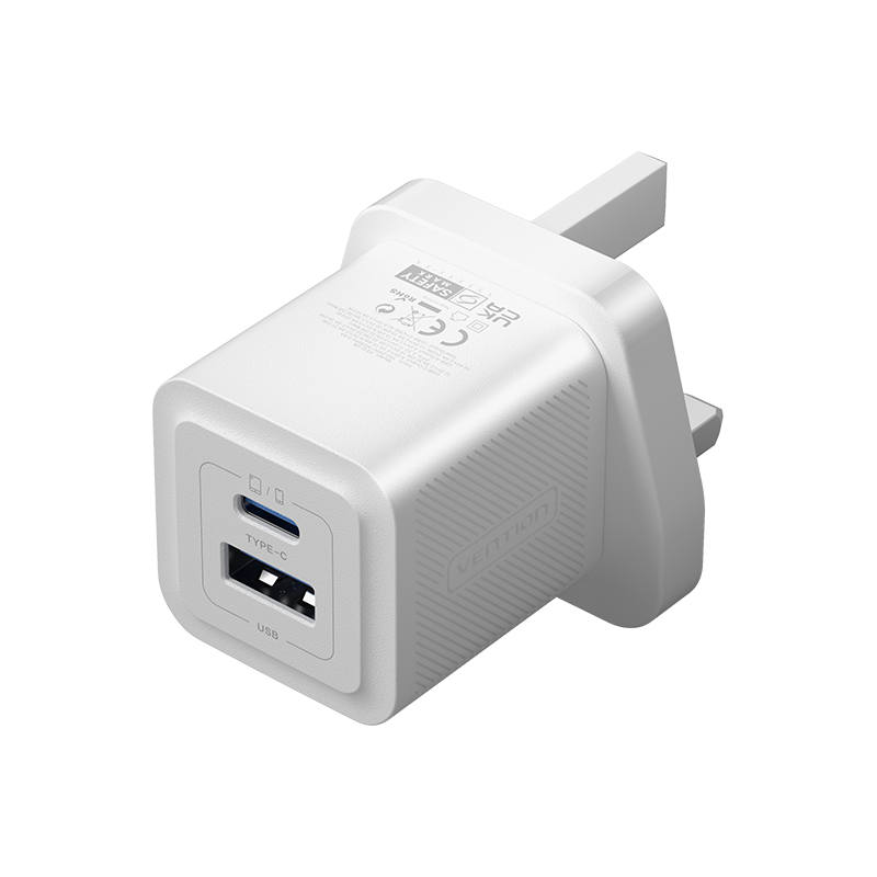 Vention USB-C and USB-A 30W GaN Charger With UK Plug - FEQW0-UK
