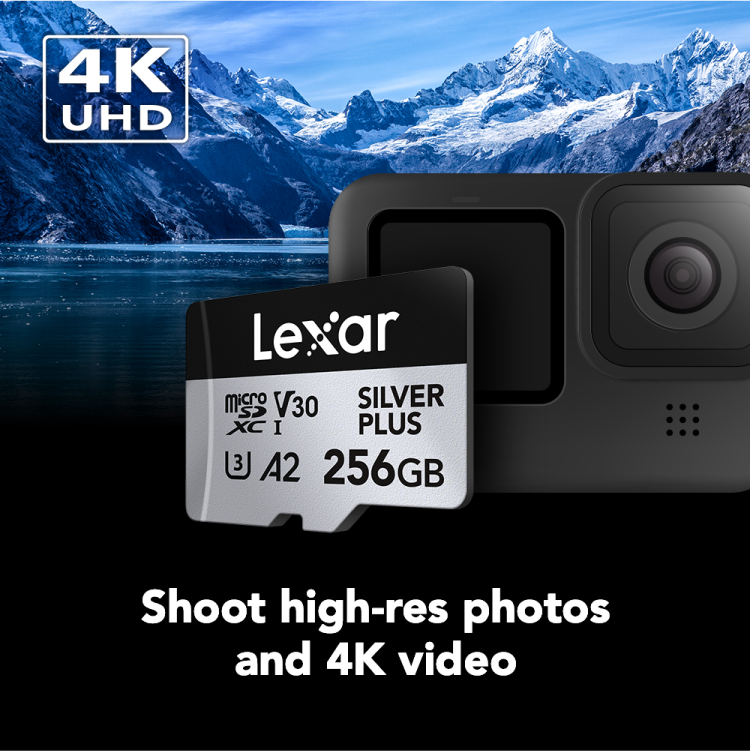 Lexar Professional Silver Plus 256GB microSDXC UHS-I V30 (205MB/s) - DJI Recommended Memory Card