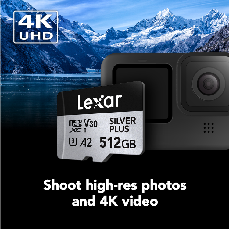 Lexar Professional Silver Plus 512GB microSDXC UHS-I V30 (205MB/s) - DJI Recommended Memory Card