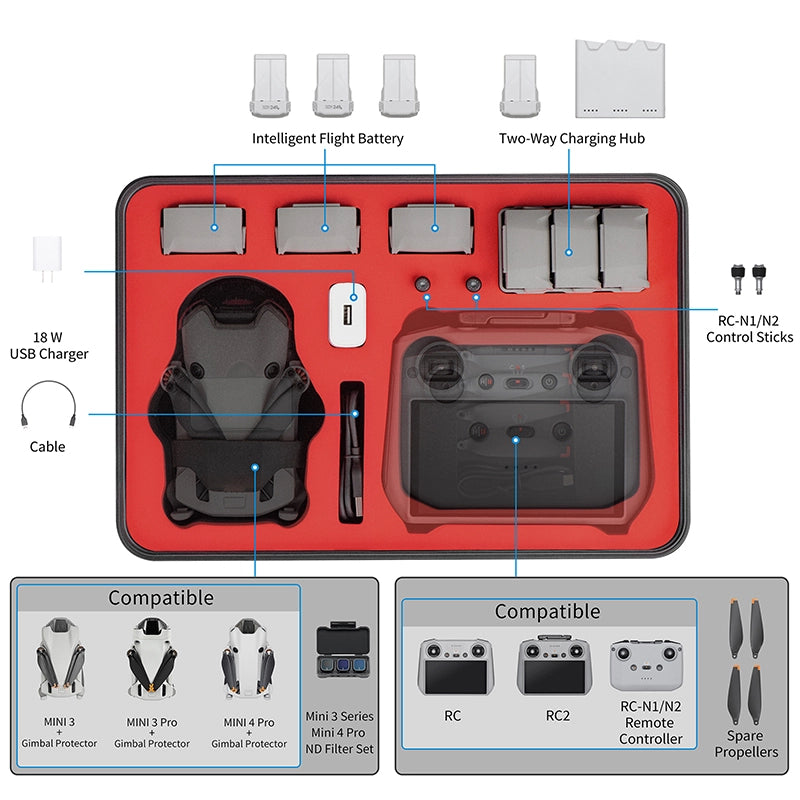 STARTRC Waterproof Hard Carrying Case For DJI Mini 4 Pro / Mini 3 / Mini 3 Pro